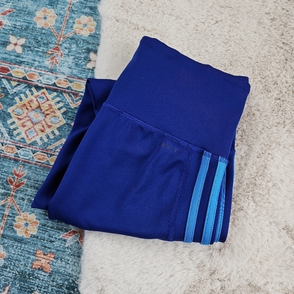 Adidas Multicolor Blue Crop Climalite Leggings DU1852 Small - Picture 2 of 8